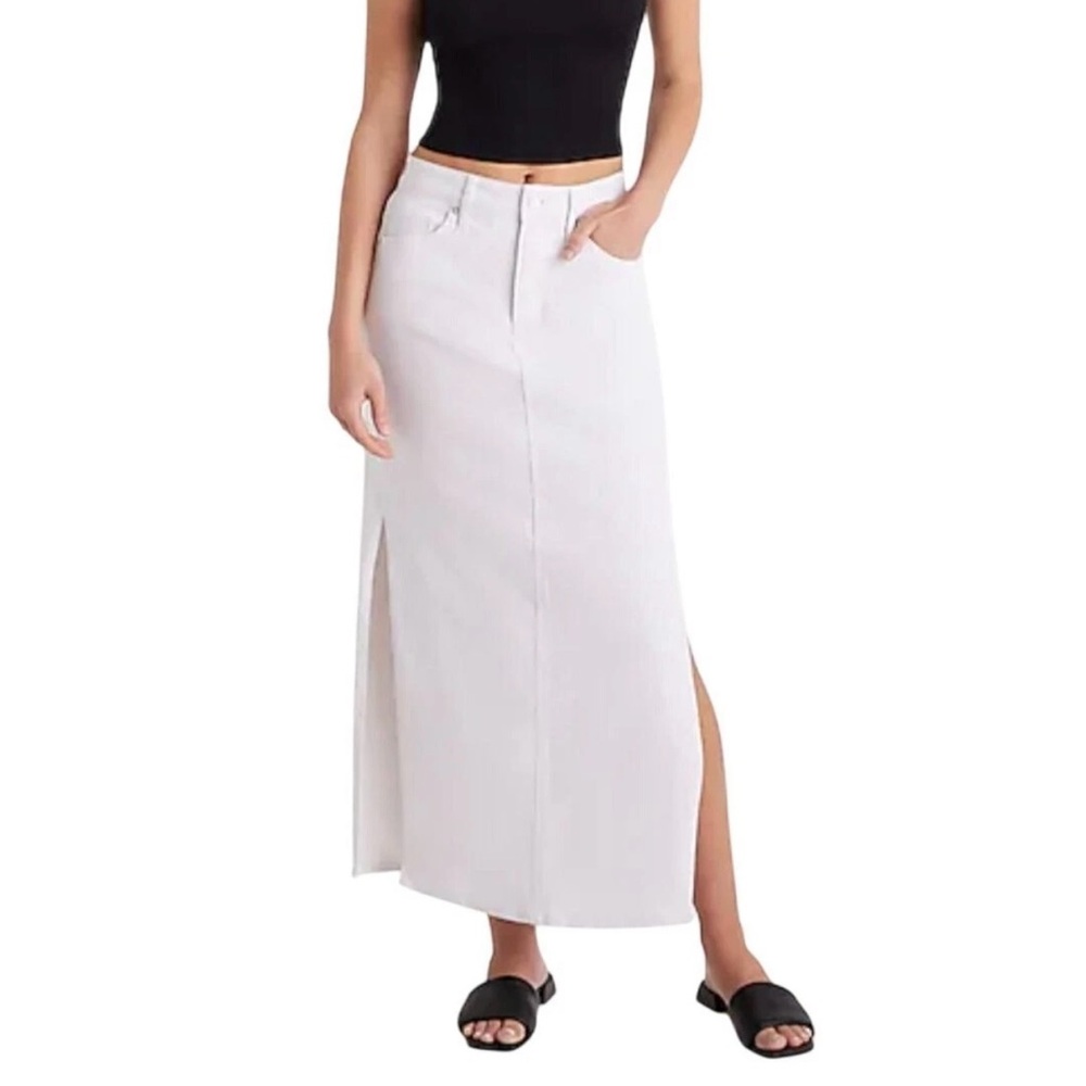 Express Denim Elegant White Maxi Skirt sz 10 Side Slits